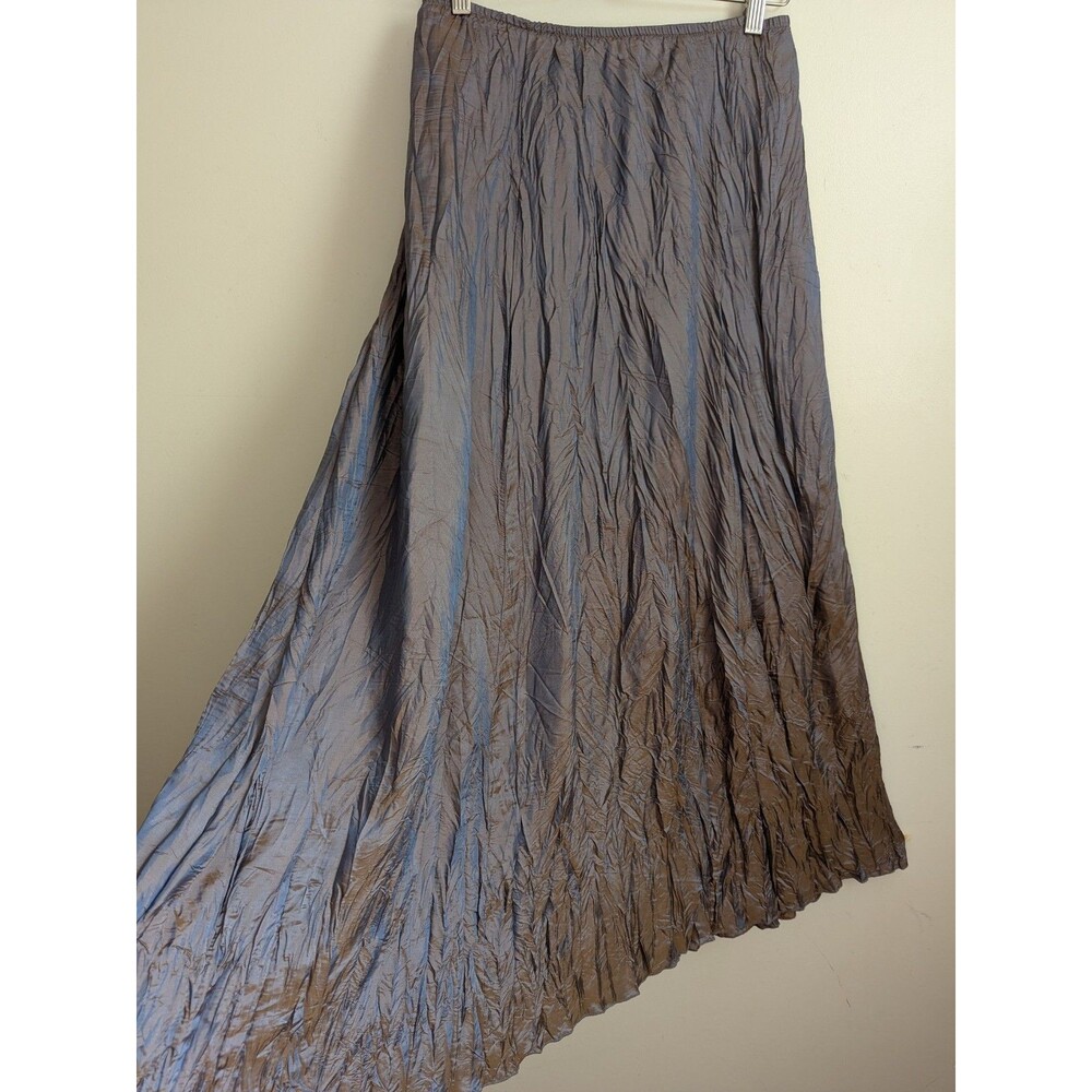 Vtg Lee Andersen Crinkle Taffeta Maxi Skirt Iridescent Full Plus Lagenlook *Read